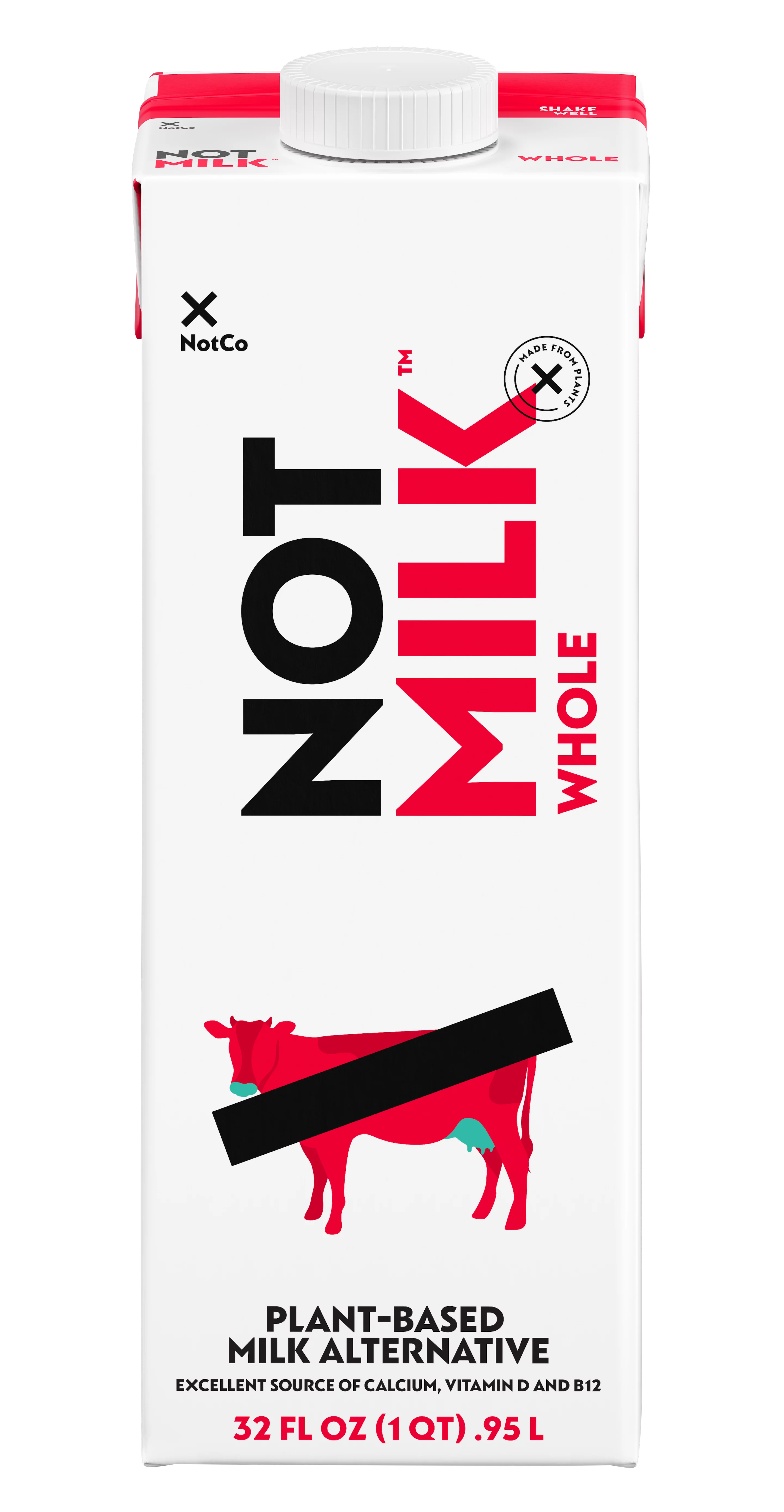 The Not Company NotMilk Whole Plant Based Milk, 32 Fl Oz, Pack of 6, Shelf-Stable, Lactose Free, Vegan, Non-GMO™