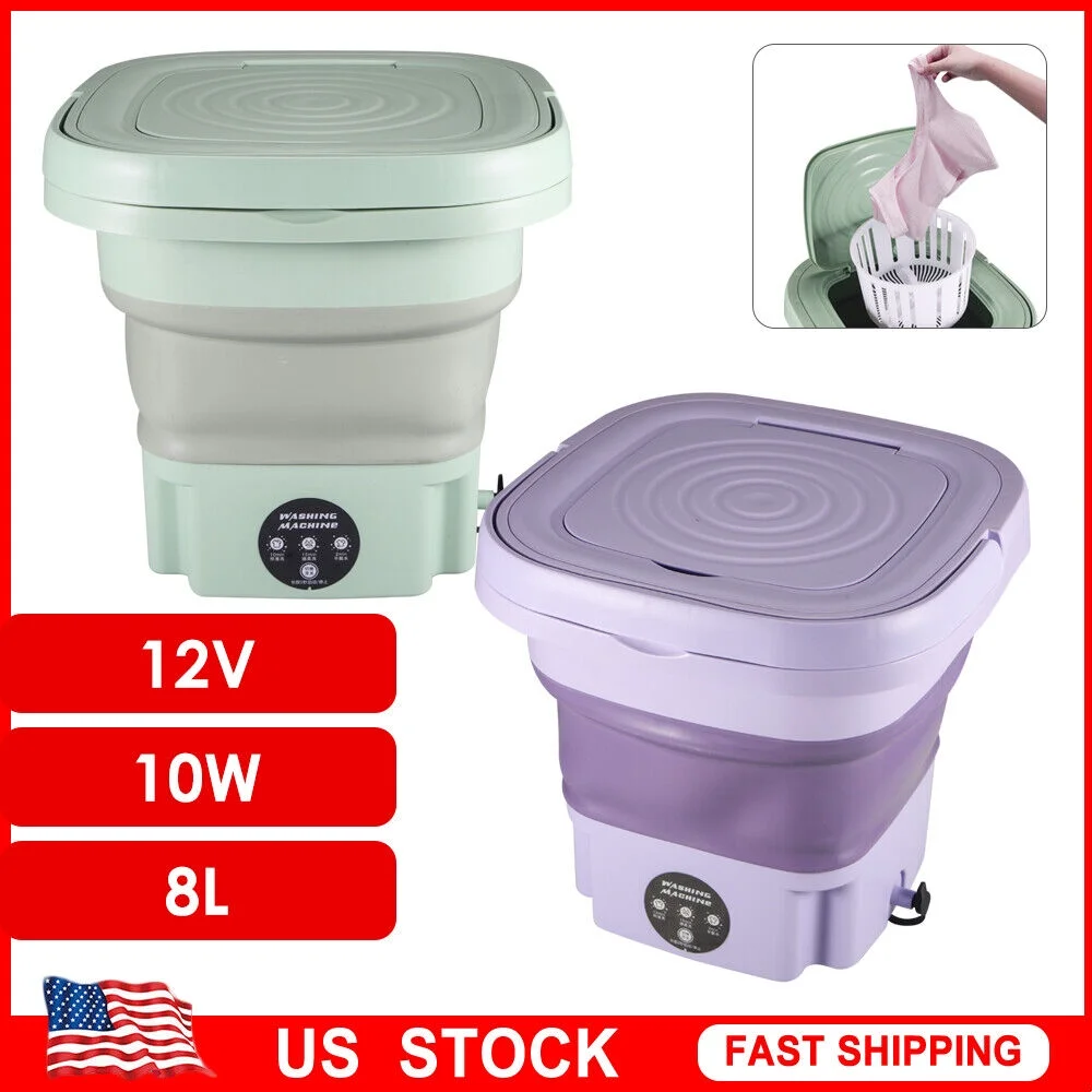 Mini Laundry Washer with Foldable Design - 8L Capacity, Sterilization, and Drying
