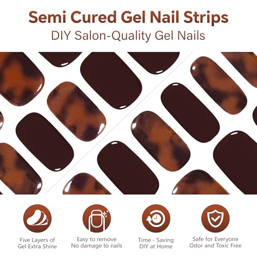 Semi Cured Gel Nail Strips-Easy Apply Christmas Gel Nail Stickers Holiday Semi Cured Manicure Strips with Sparkling Xmas Designs (Classic Yule)