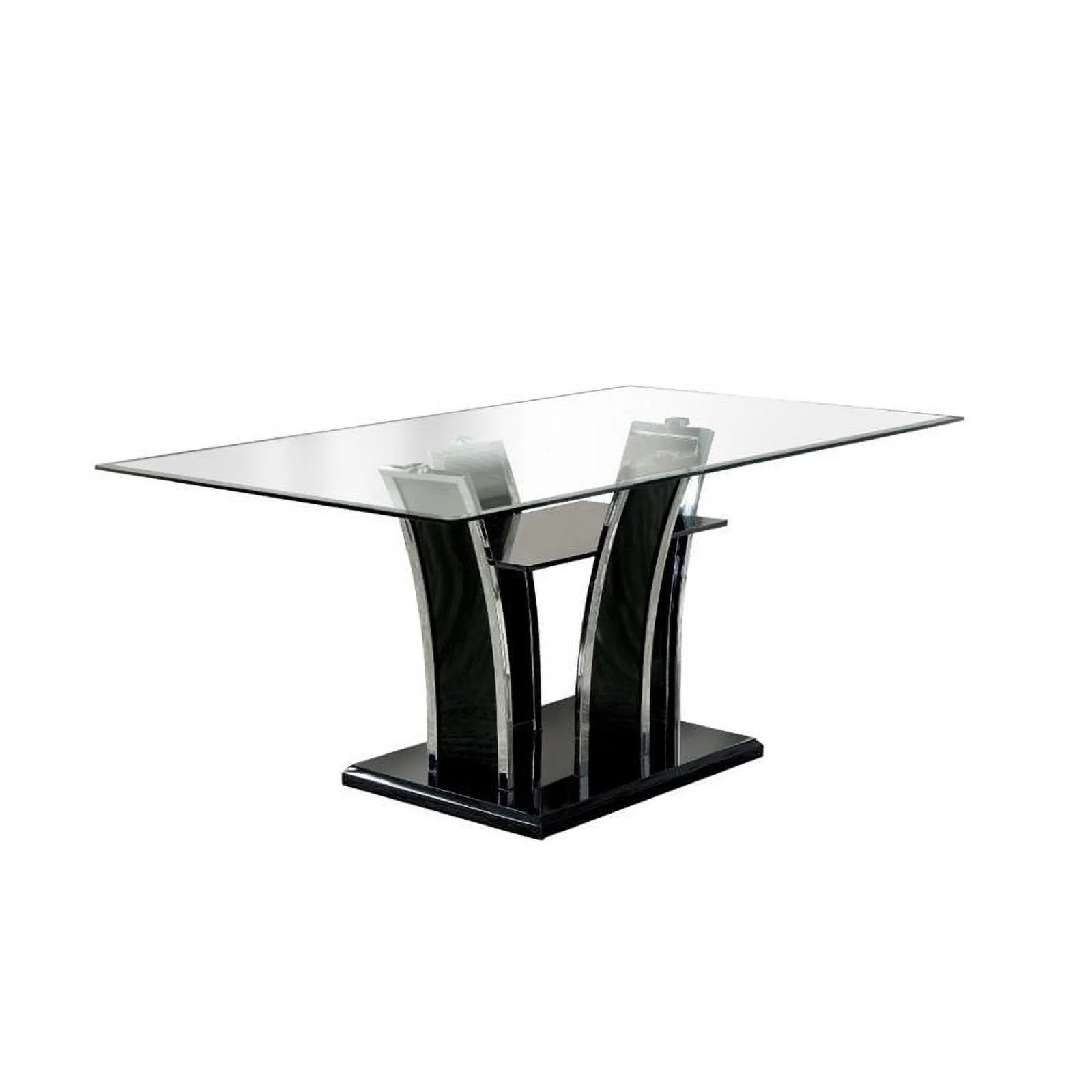 Furniture of America Valery Contemporary Glass Top Dining Table in Black