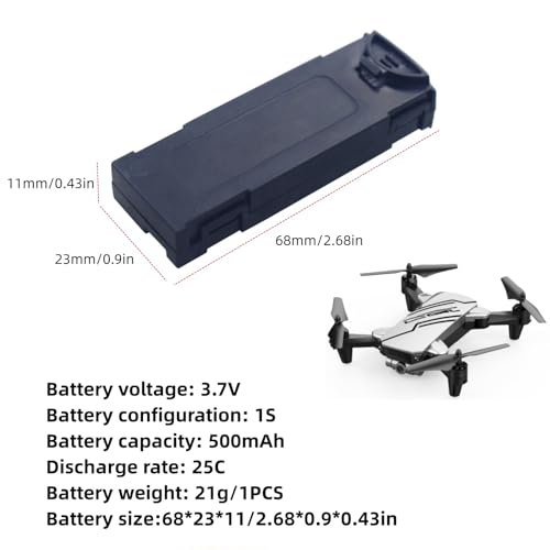 Fytoo 3PCS 3.7V 500mah Lipo Battery for D20 Mini Drone Folding Quadcopter Spare Parts