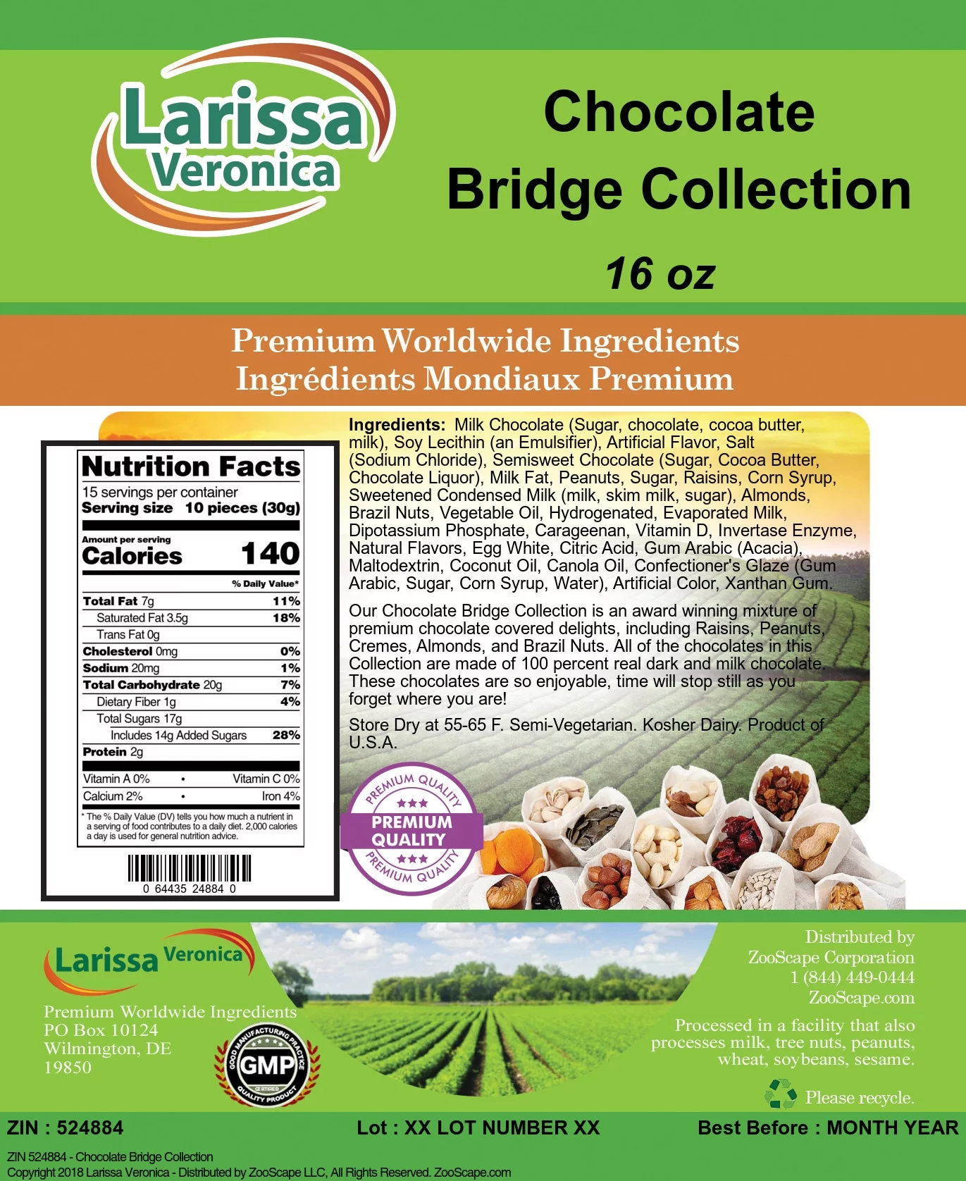 Larissa Veronica Chocolate Bridge Collection, (16 oz, 3-Pack, Zin: 524884)