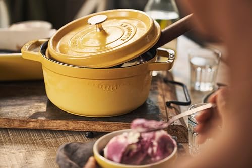 STAUB Cast Iron Dutch Oven 5.5-qt Round Cocotte, Made in France, Serves 5-6, Black Matte