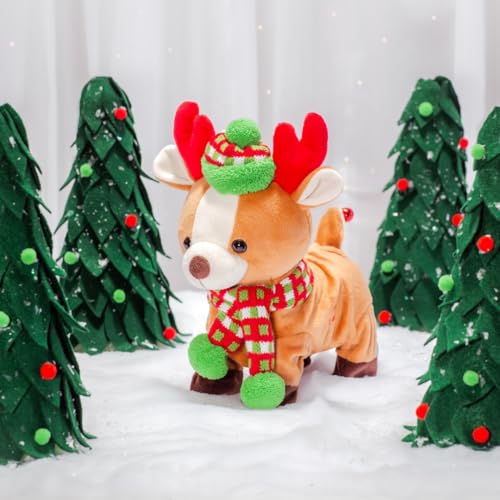 Cuddle Barn - Rock & Roll Rider | Animated Walking Dancing Singing Christmas Holiday Reindeer Sings Sleigh Ride, 10 Inches
