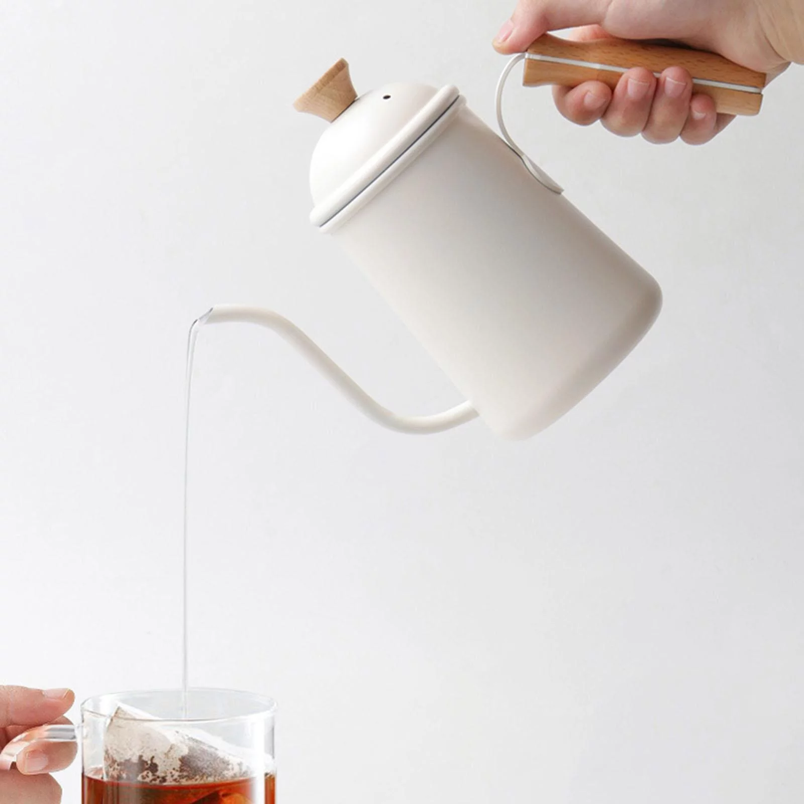 Stainless Steel Gooseneck Kettle Coffee Pot Hand Coffee Maker Drip Kettle Coffee Beige