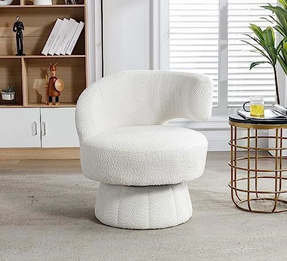 TJUNBOLIFE Swivel Barrel Chair  Modern Upholstered Accent Chair  ° Swivel Round Lounge Chair with Chic Curved Back  Comfy Arm Chair Club Chair for Nursery  Living Room  Bedroom  Office