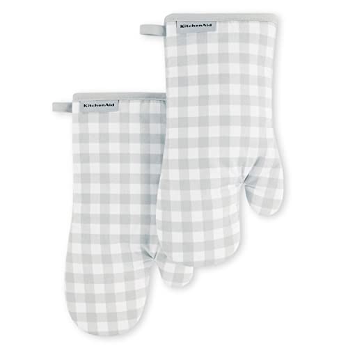 KitchenAid Gingham Oven Mitt 2-Pack Set, Passion Red, 7