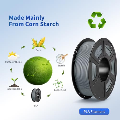 ANYCUBIC PLA Filament 1.75mm Bundle, 3D Printing PLA Filament 1.75mm Dimensional Accuracy +/- 0.02mm, 1KG Spool (2.2 lbs), 2KG Grey+Grey