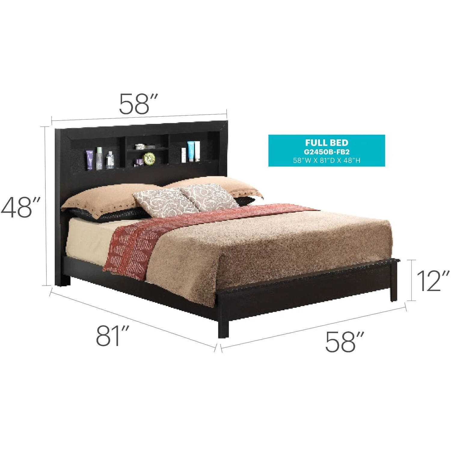 Homestock Neo-Classical Nostalgia G2450B-FB2 Full Bed , Black