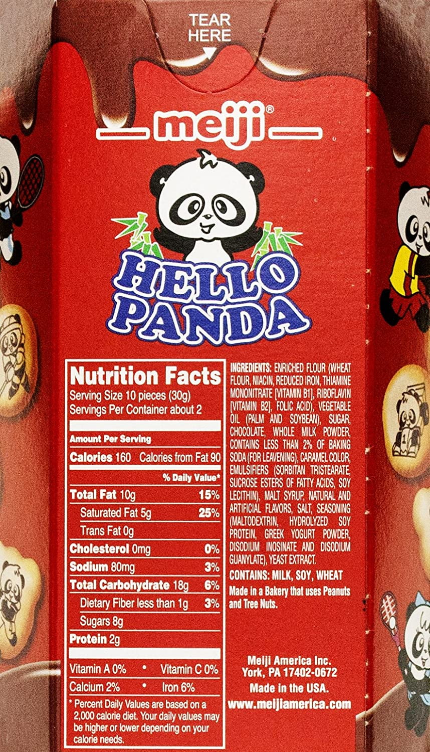 Meiji Hello Panda Cookie, Chocolate, 2.1 Ounce (Pack of 10)
