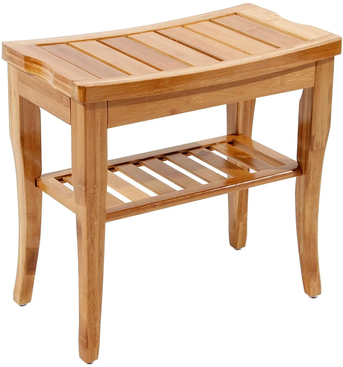 Soges Wood Bathroom Bench Bamboo Shower Stool Non-slip Waterproof Shower Seat, Coffee