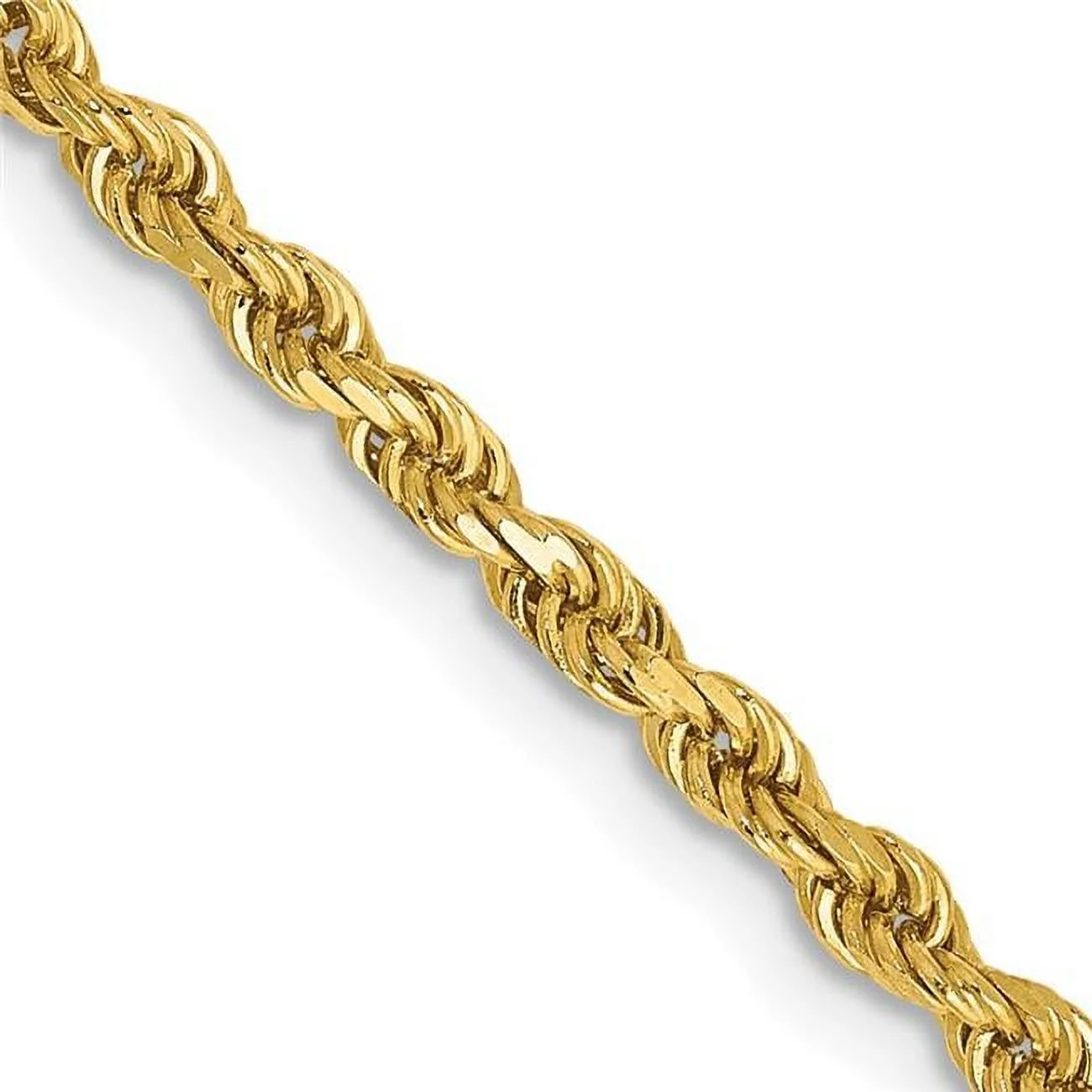 Primal Gold 10 Karat Yellow Gold 2.5mm Semi-solid Diamond-cut Rope Chain