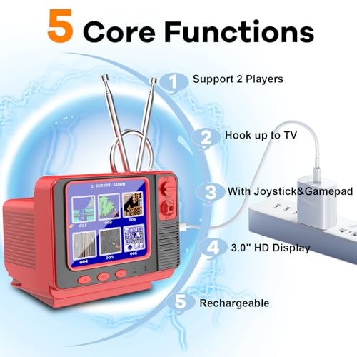 Handheld Game for Kids -Preloaded 168 Retro Video Games, Portable Gaming Player Support Two Players 3.0