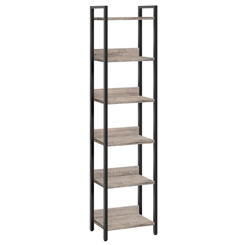 Bookshelf, 6-Tier Bookcase, Standing Book Shelf for Small Space, Storage Shelf Organizer, for Living Room, Bedroom, Study, Balcony, White BKBW6601