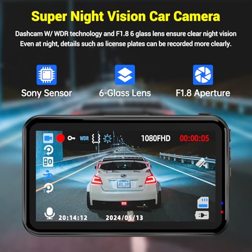 Dash Cam, Dash Camera for Cars 1080P FHD Dashcam DVR Car Camera Dash Cam Front W/ 32GB Card,Night Vision,170°Wide Angle 3”IPS Screen Dash Camera Loop Recording G-Sensor Motion Detection Parking Mode