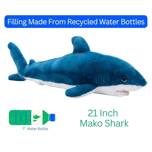 The Petting Zoo Mako Shark Stuffed Animal Plushie, Gifts for Kids, Earth Keeperz Sealife Animals, Zoologee Grey Mako Shark Plush Toy, 21 inches