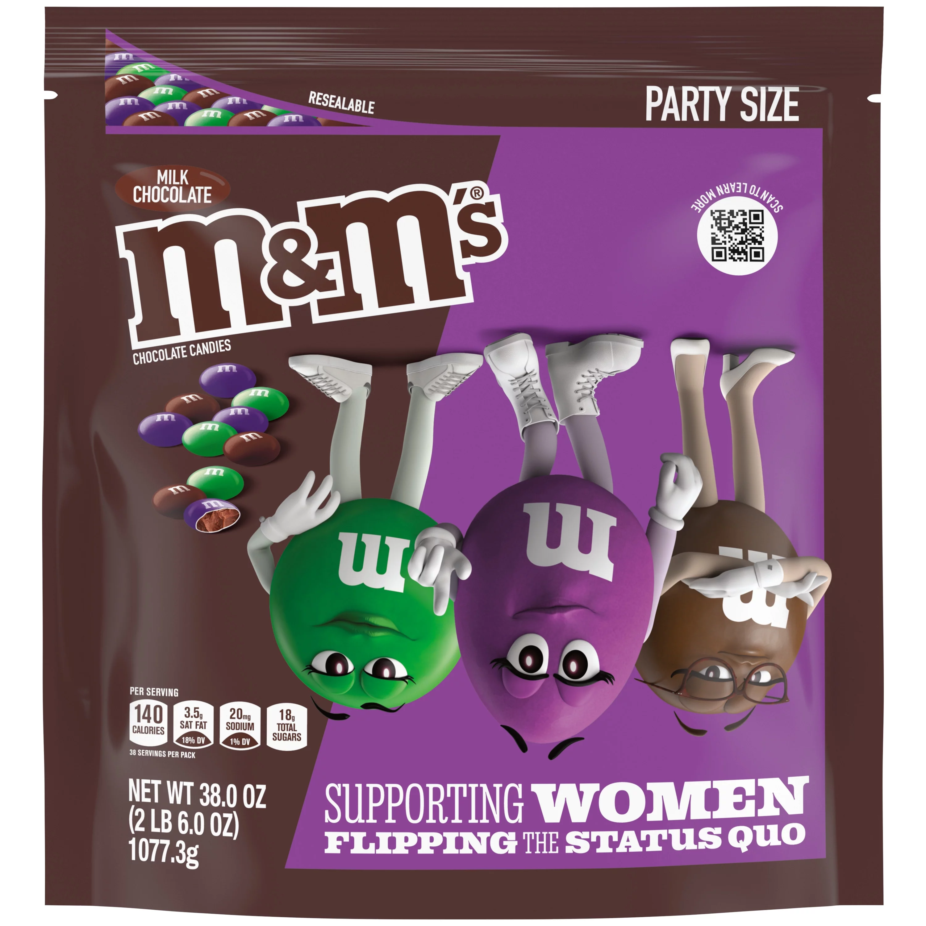 M&M'S MILK CHOCOLATE PARTY SIZE STAND UP POUCH PURPLE MOMENT 32 OUNCES PER BAG