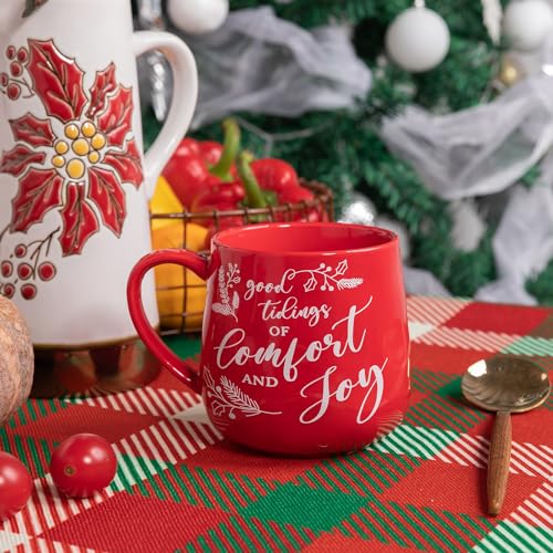 LEHAHA Ceramic Christmas Coffee Mug set,16 OZ Holiday Mugs Set of 6, Festival Coffee Cups with Warm Greeting sayings, Porcelain Christmas Drinkware Ideal for Hot Cocoa, Holiday Tea & Winter Beverages