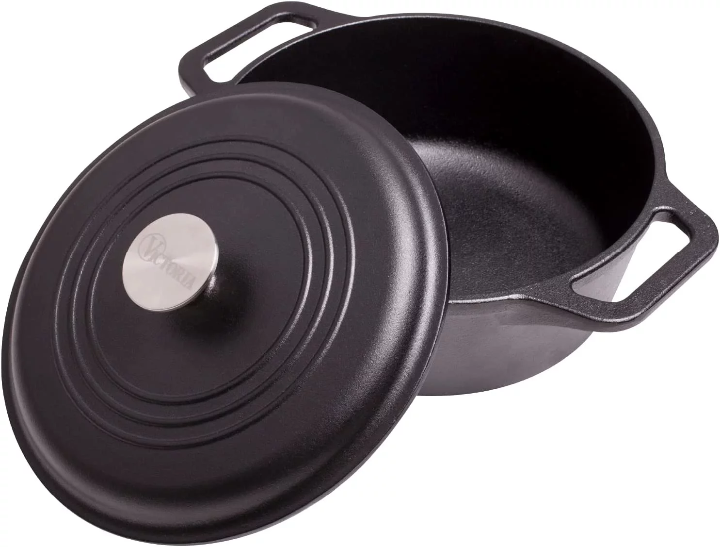 Victoria 4-Quart Cast Iron Dutch Oven with Lid and Dual Loop Handles, Seasoned with Flaxseed Oil, Made in Colombia