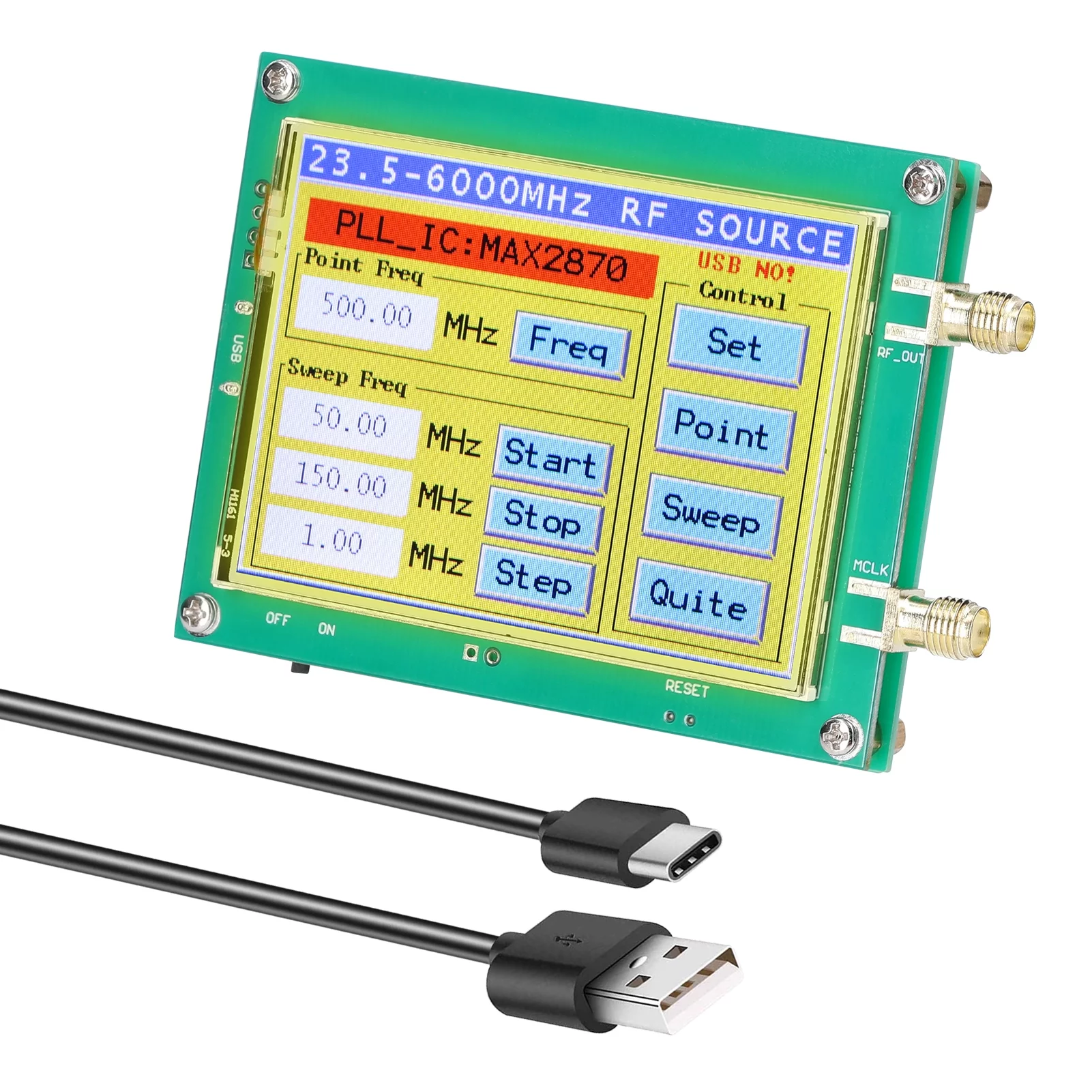 Arealer 23.5-6000MHz Signal Generator 0.5PPM Low Noise Signal Source Touchable Screen PC Software Control