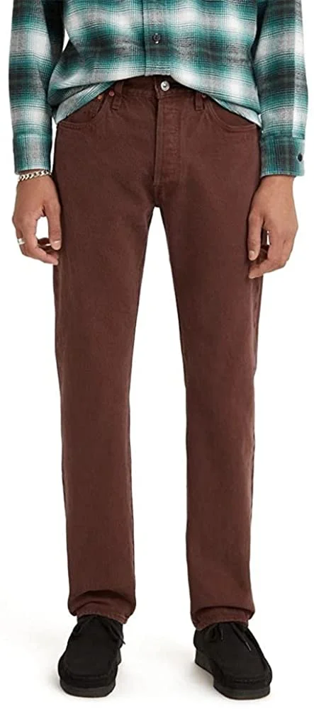 Levis Mens 501 Original Fit Jeans Regular 34W x 34L New Bitter Chocolate Garment Dye