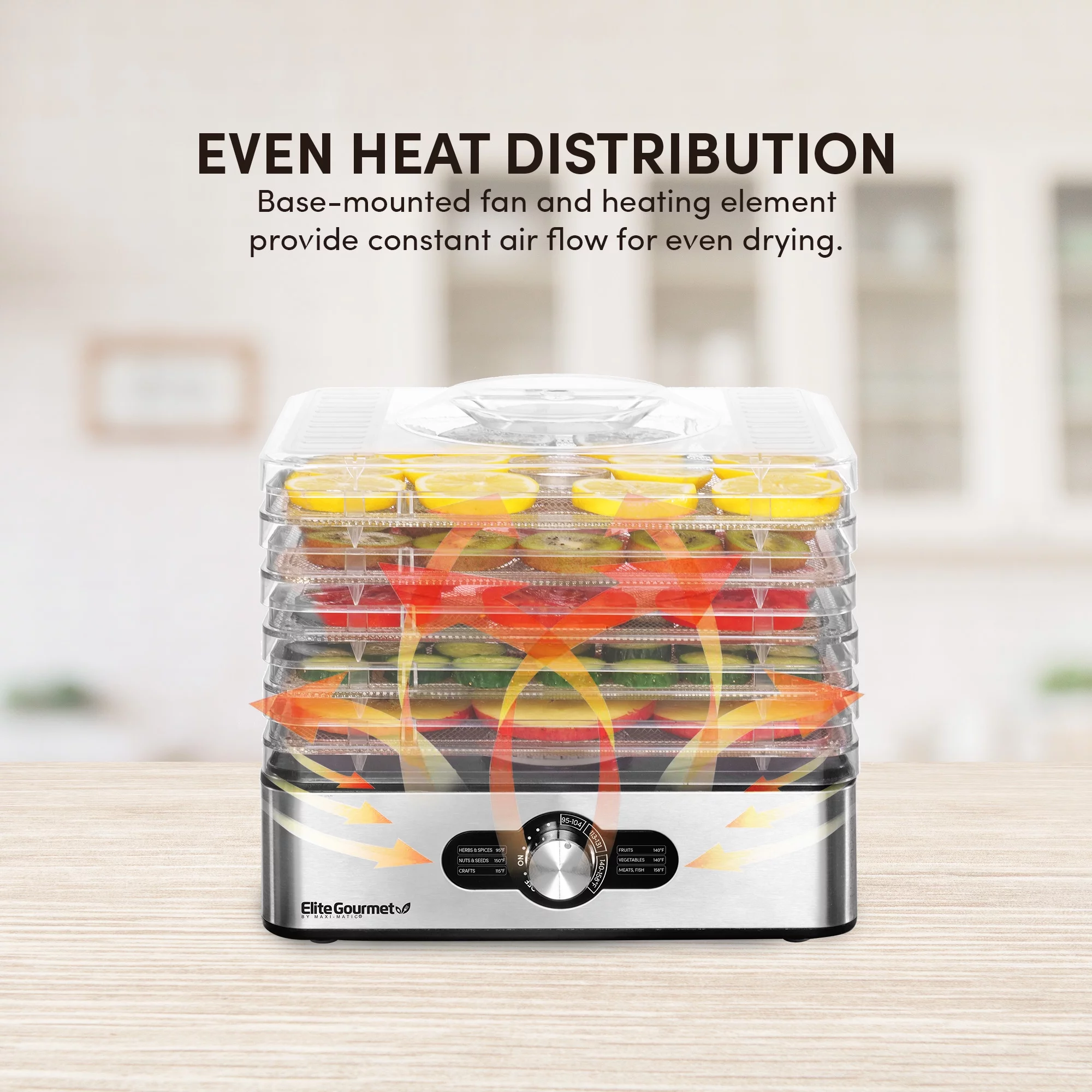 Elite Gourmet 5 Stainless Steel Tray Food Dehydrator