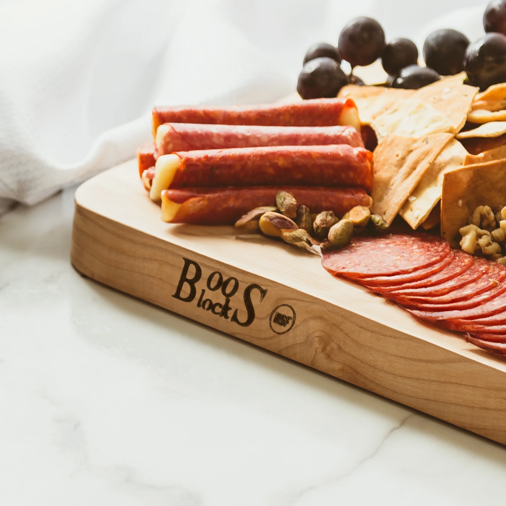 John Boos Chop N Slice Maple Wood Edge Grain Cutting Board, 16