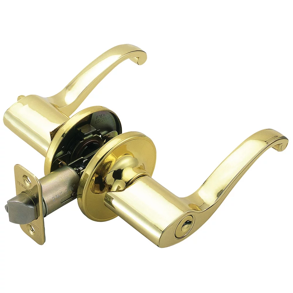 Design House 784892 Scroll Entry Door Lever Adjustable Backset Polished Brass