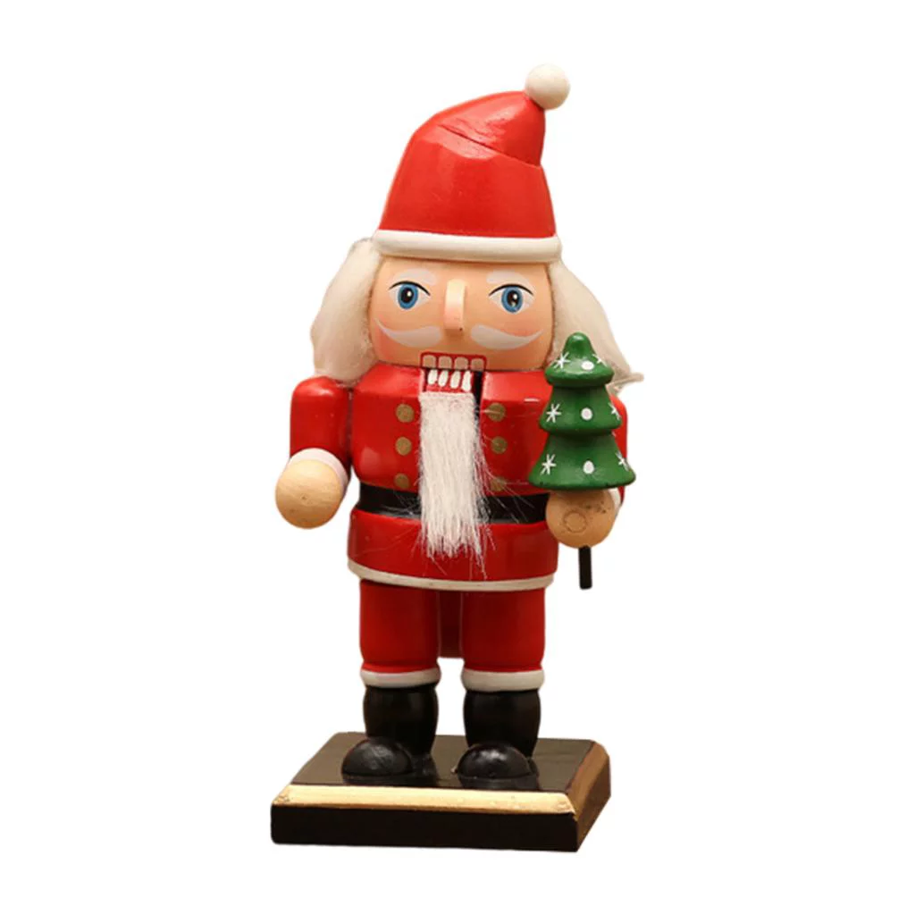 2-pack Man & Santa Claus 16cm Wooden Nutcracker Christmas Décor, Great Design for Displaying On Tabletop, Shelves, Countertops