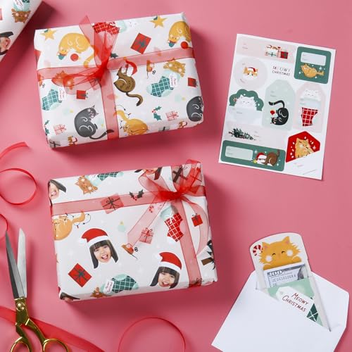 Big Dot of Happiness Cat Christmas Gift Tag Stickers, Assorted Pets Holiday Party Gift Tag Labels, to and from Stickers - 12 Sheets - 120 Stickers