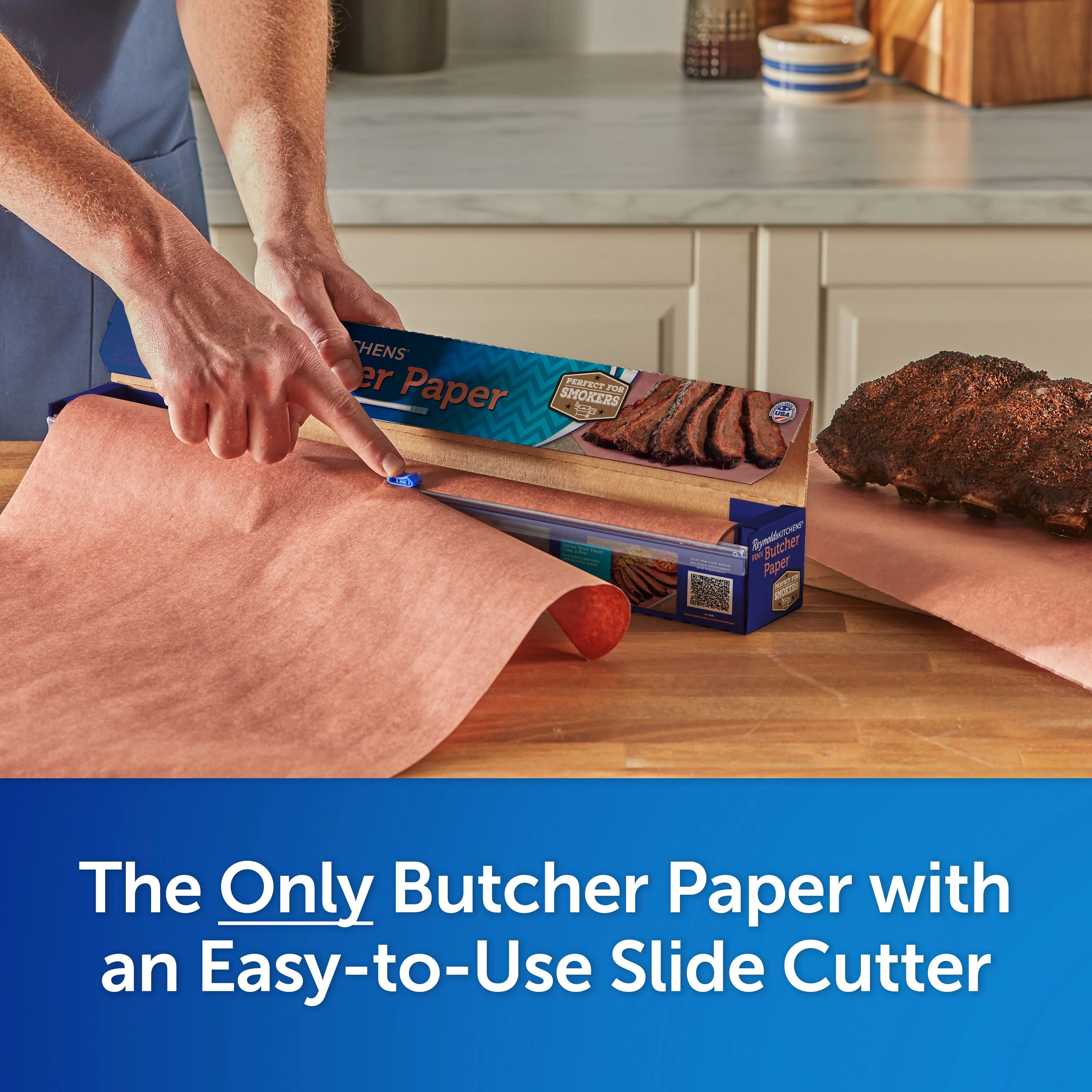 Reynolds Kitchens Pink Butcher Paper Wrap with Slide Cutter, 225 Square Feet