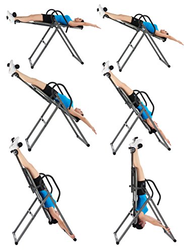 INNOVA HEALTH AND FITNESS ITM4800 Advanced Heat and Massage Inversion Table,Black/ Blue / Gray