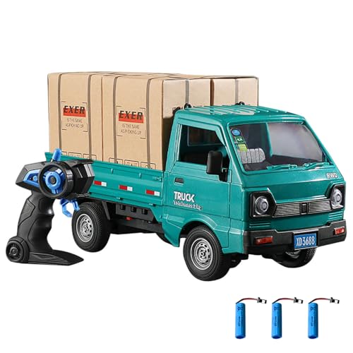 Remote Control Car RC Kei Truck,1:16 Scale RC Transporter Pickup Truck, 2.4GHz All Terrain RC Transport Cars with Spray & Light, 3 Batteries, Best Gifts Ideas for Kids Age 6 Year Old (White)