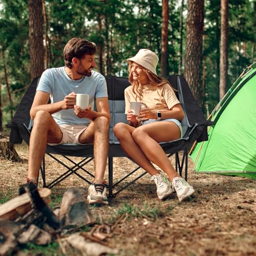 Oversized Camping Chair, Portable Folding Camping Chairs with Side Pocket, Cup Holder and Carry Bag, Heavy Duty Outdoor Camping Chairs for Adults, Fishing, Sports, Trip, up to 400lbs, Style 1