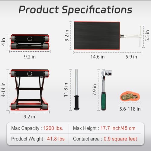 Motorcycle Lift Scissor Jack,1200 Lbs Capacity Steel Motorcycle Jack,4
