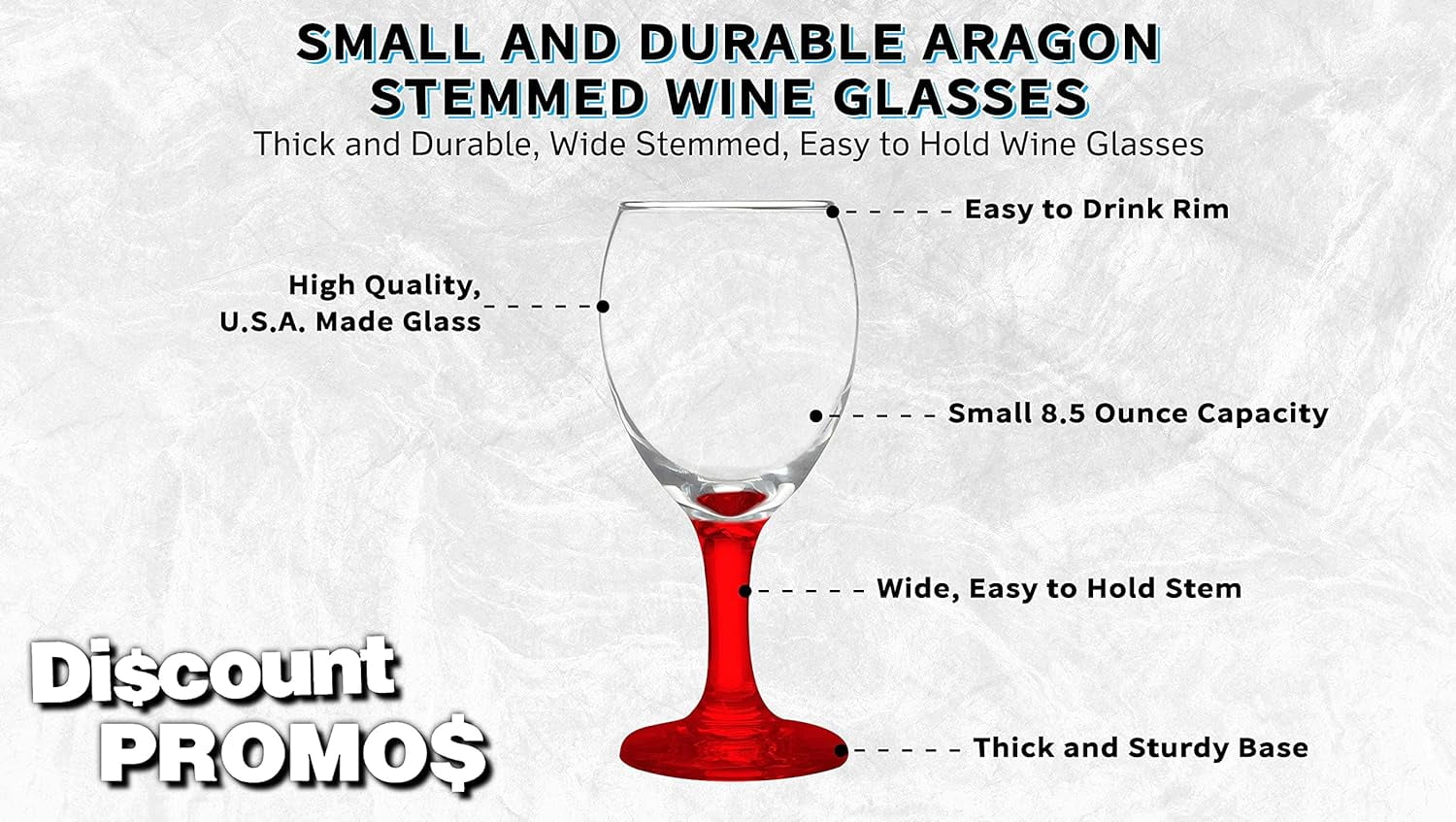 10 Aragon Wine Glasses Set, 8.5 Oz. - High Standard, Made - Red