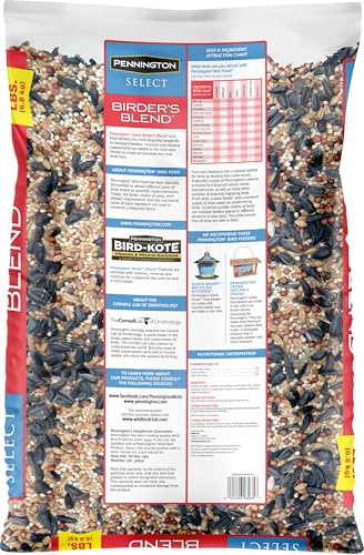 Pennington Select Chips & Bits Wild Bird Seed for Outside Feeders, High-Protein, No-Hull & No-Waste, Sunflower Chips & Peanut Bits Attract Songbirds,15-lb. Bag