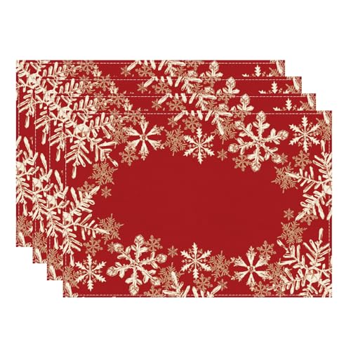 XCHI Red Snowflakes Winter Christmas Xmas Table Runner Table Decoration for Home Kitchen Dining Holiday Decor 13x90 Inch