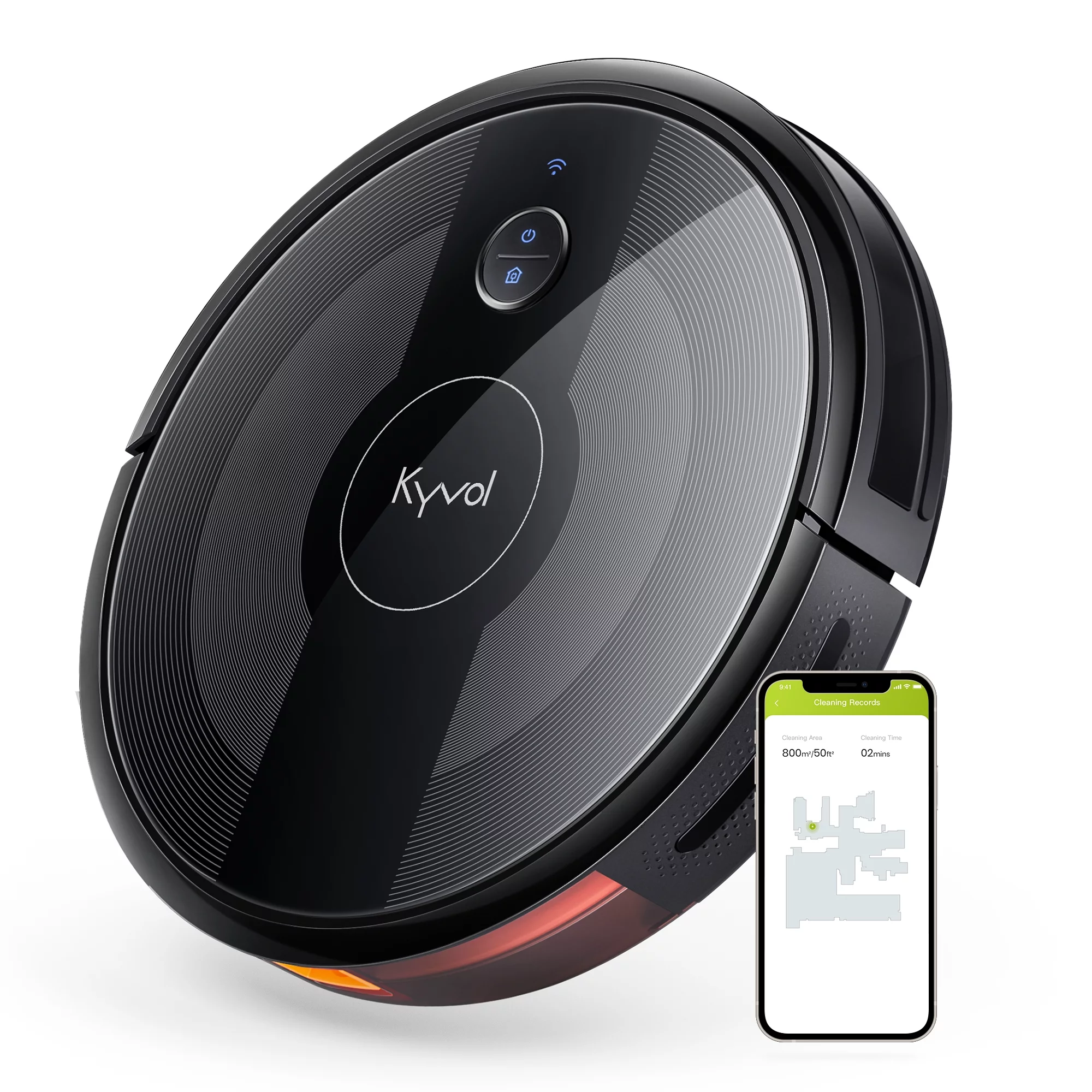 Kyvol E25 Robot Vacuum Cleaner with Mapping Technology, 2600Pa Robotic Vacuum, 150 mins Runtime, Ultra-Slim, 2.4Ghz Wi-Fi Connected, Works with Alexa, Ideal for Pet Hair, Carpets, Hard Floors