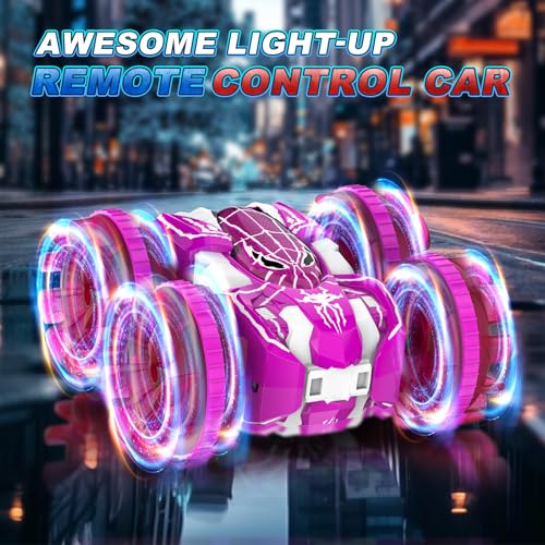 Waterproof Remote Control Car，4WD Amphibious 2.4 GHz RC Car Remote Control Boat，360°Rotation RC Stunt with LED Lights，Boys Girls Gifts All Terrain Water Beach Pool Toy