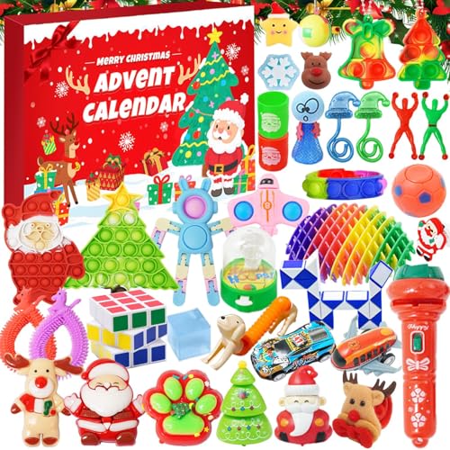 Fidget Advent Calendar 2025 For Kids,24 Days of Surprises Fidget Toys Bulk - Christmas Countdown Advent Calendars,Xmas Party Favors Stocking Stuffer Gifts Sensory Toy Surprise Gifts For Boys Girls