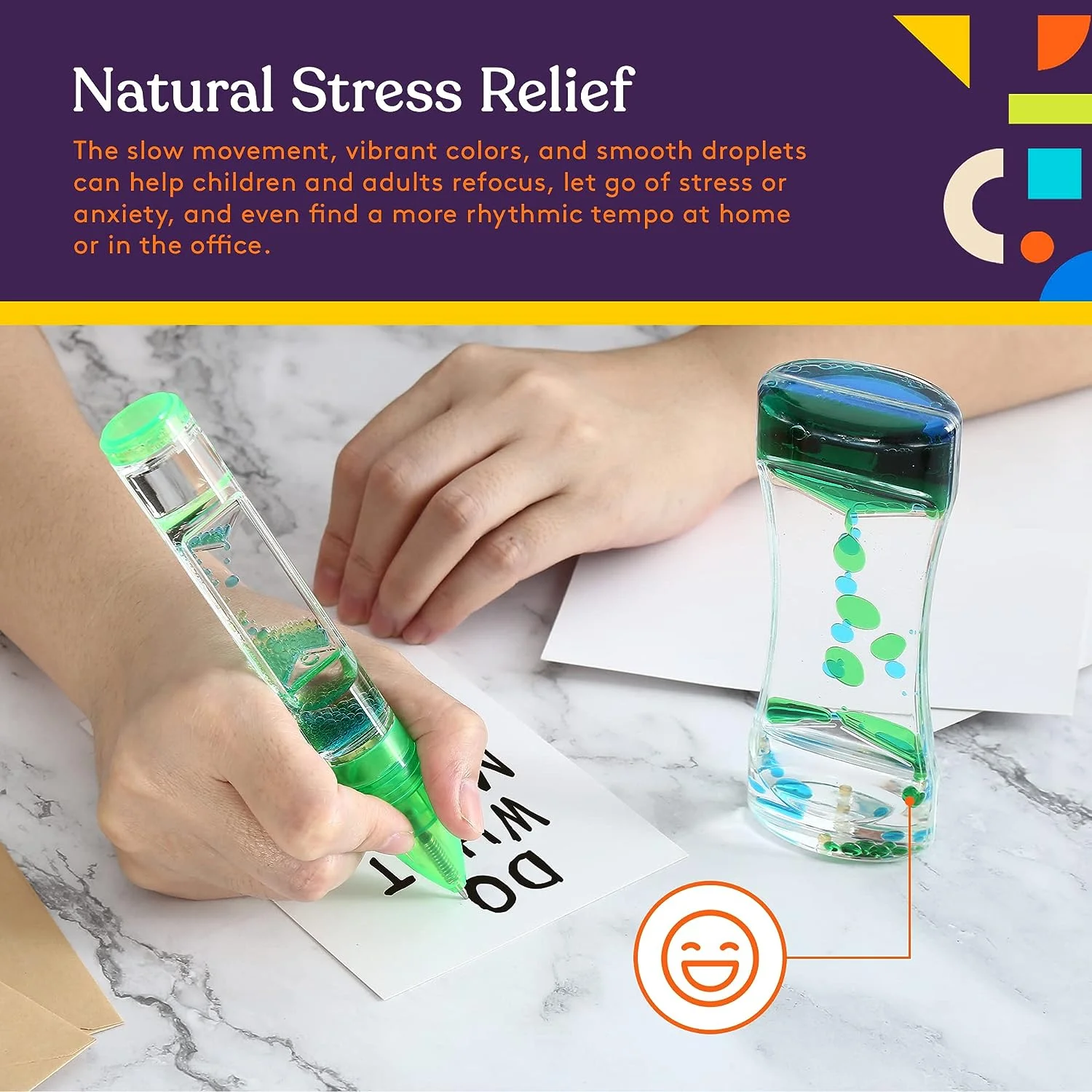 Special Supplies Liquid Motion Bubbler Toy Timer and Pen Combo (Set of 6) Colorful Hourglass Timer with Droplet Movement, Bedroom, Kitchen, Bathroom Sensory Play, Cool Home or Desk Décor