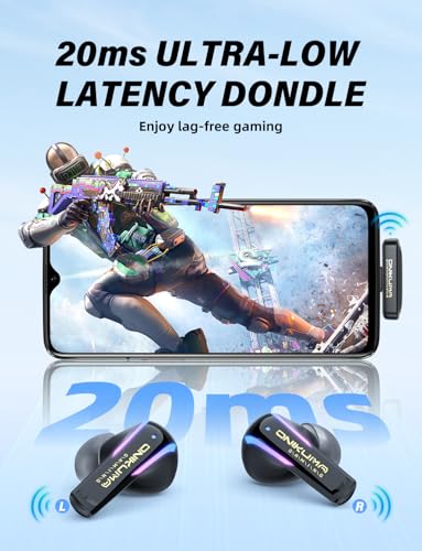 2.4G Wireless Gaming Earbuds with ENC Mic, 20ms Low-Latency for PS5/4, Meta Quest 3/3S/2, 2.4GHz Bluetooth Dual-Mode Headphones for Phone, Pad, Laptop, Steam Deck, Switch, PC, VR(with USB-C Dongle)