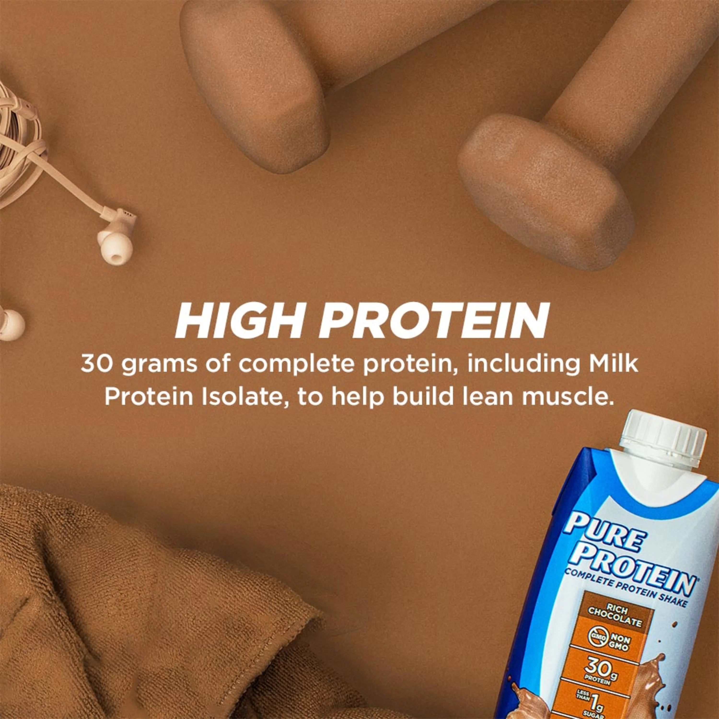 Pure Protein Shake, Rich Chocolate, 30g Protein, 11 fl oz, 12 Ct