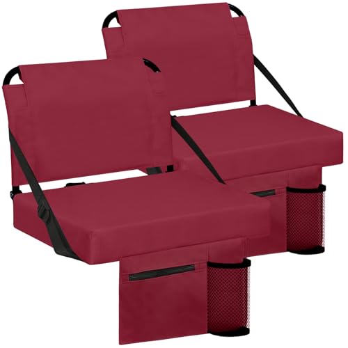 Stadium Seat for Bleachers with Back Support and Wide Padded Cushion Stadium Chair - Includes Shoulder Strap and Cup Holder