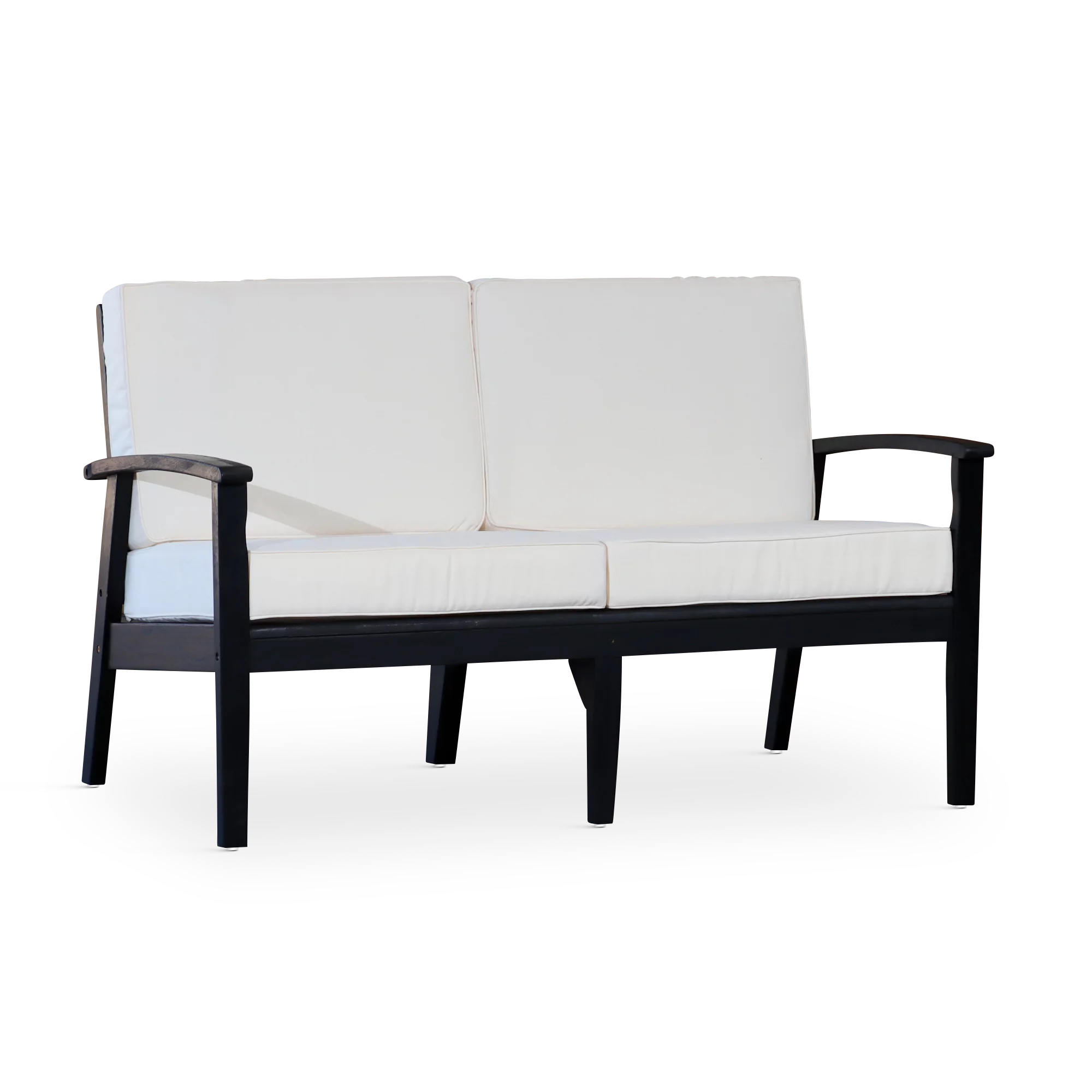 Eucalyptus Loveseat with Cushions, Espresso Finish, Cream Cushions