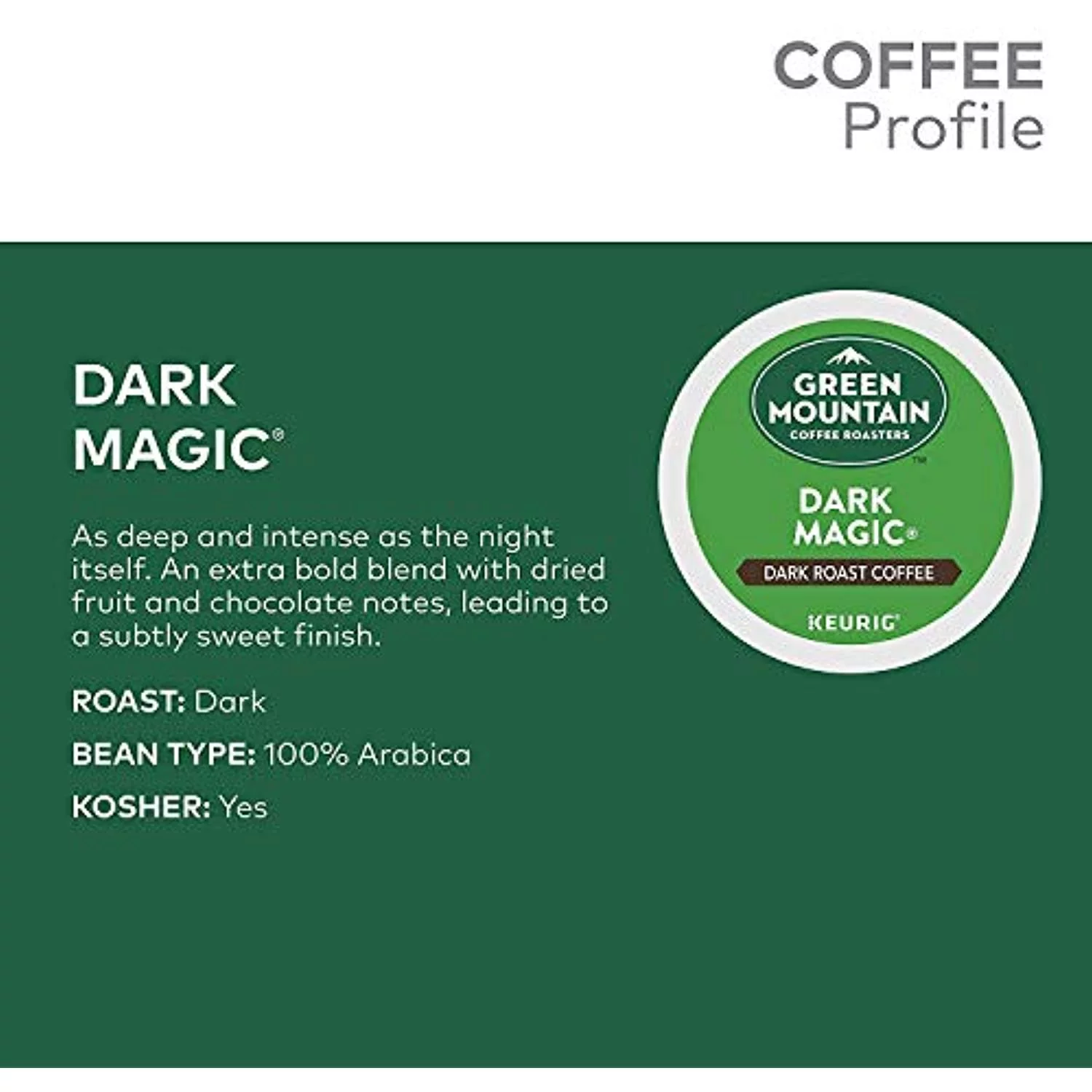 Green Mountain Coffee Roasters Dark Magic Keurig Single-Serve K-Cup Pods, Dark Roast Coffee, 144 Count