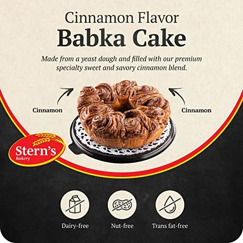 Cinnamon Babka Cake | Valentines Gift Basket | Traditional Hungarian Cinnamon Babka Bread | Holiday Gourmet Cookie Gift | Christmas Thanksgiving | 2 lb Stern's Bakery (Cinnamon Babka)