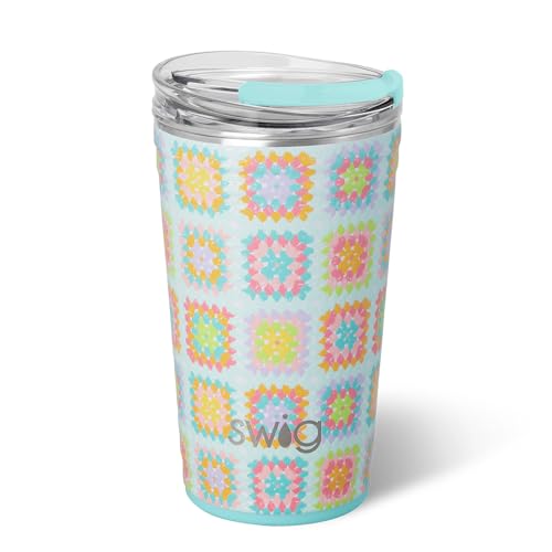 Swig Life 32oz Insulated Tumbler, Travel Coffee Tumbler with Lid, Cup Holder Friendly, Stainless Steel Travel Coffee Mug, Glitter Tumbler, Glitter Gifts (Confetti)