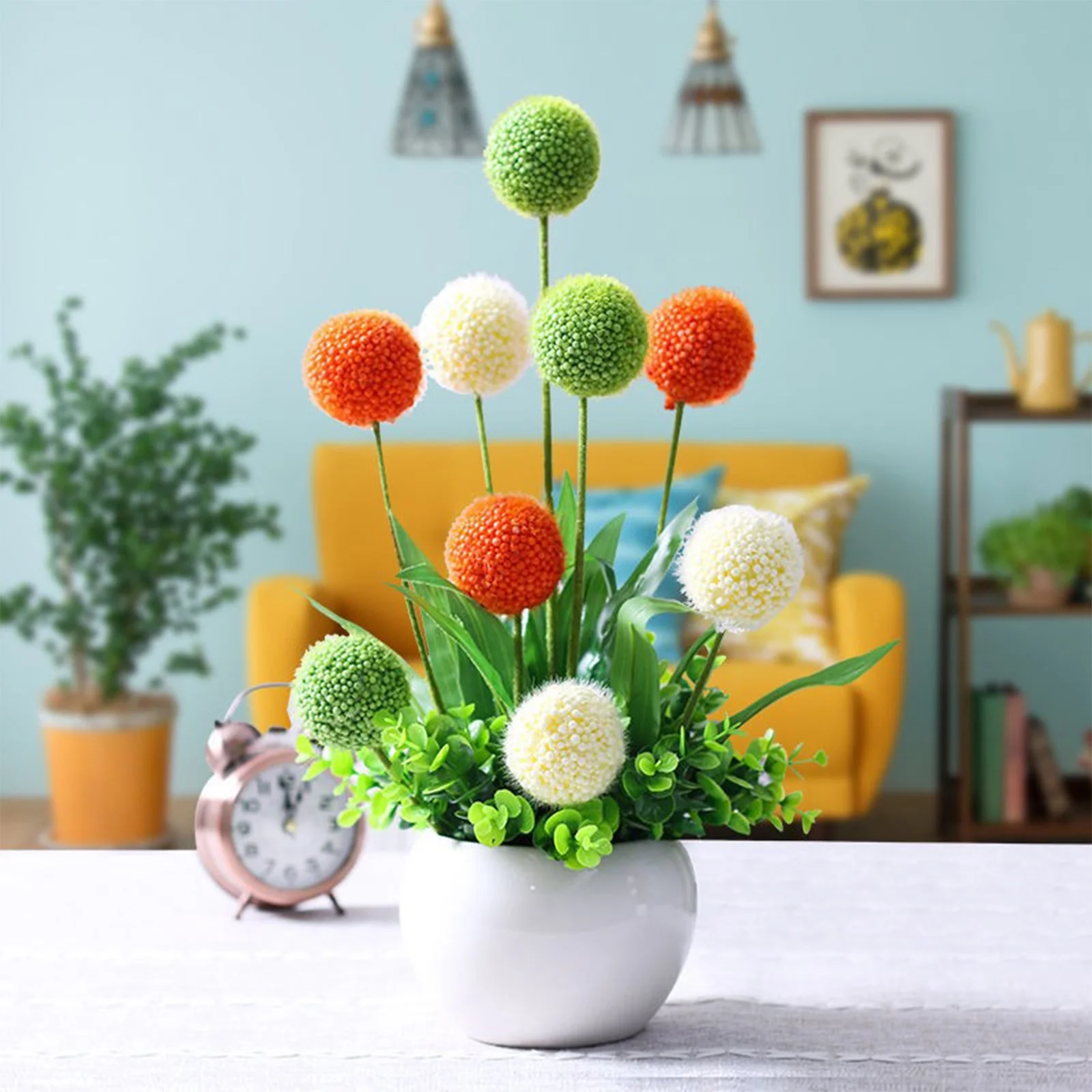 Colorful Artificial flower living room potted plant, Simulation Potted Plant A Spherical Plant Potted Plant That Brings Good Things